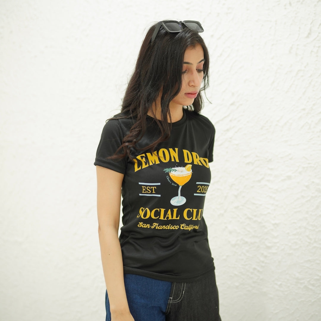 LEMON DROP SOCIAL CLUB BLACK-PRINTED TSHIRT