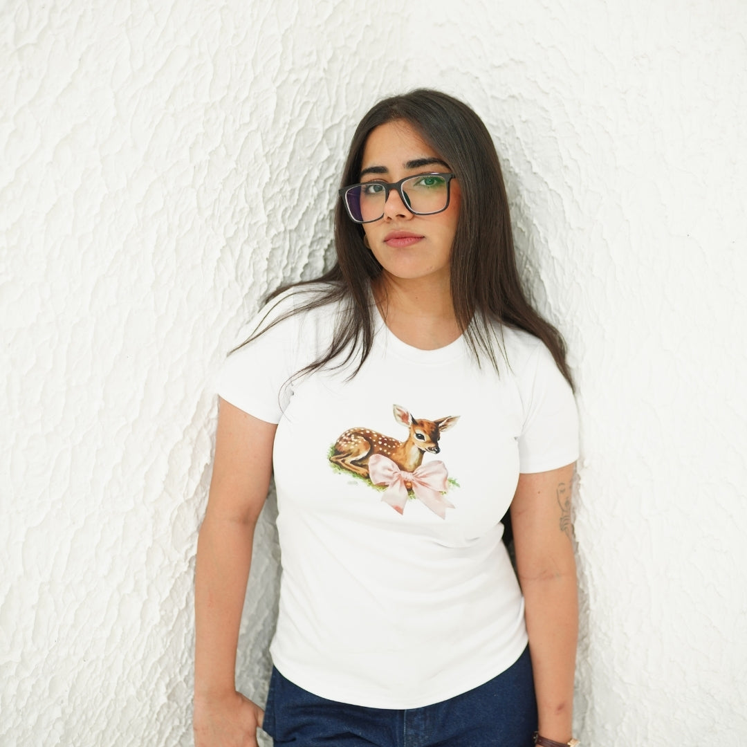 DEER WHITE-PRINTED TSHIRT